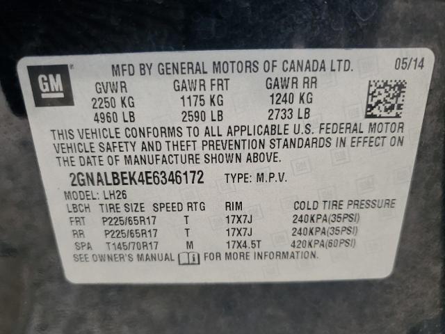 Photo 12 VIN: 2GNALBEK4E6346172 - CHEVROLET EQUINOX LT 