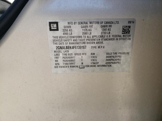 Photo 9 VIN: 2GNALBEK4F6139167 - CHEVROLET EQUINOX LT 