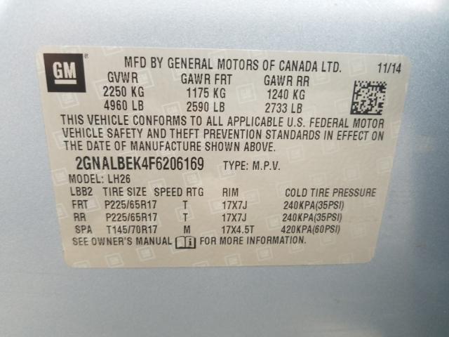 Photo 9 VIN: 2GNALBEK4F6206169 - CHEVROLET EQUINOX 