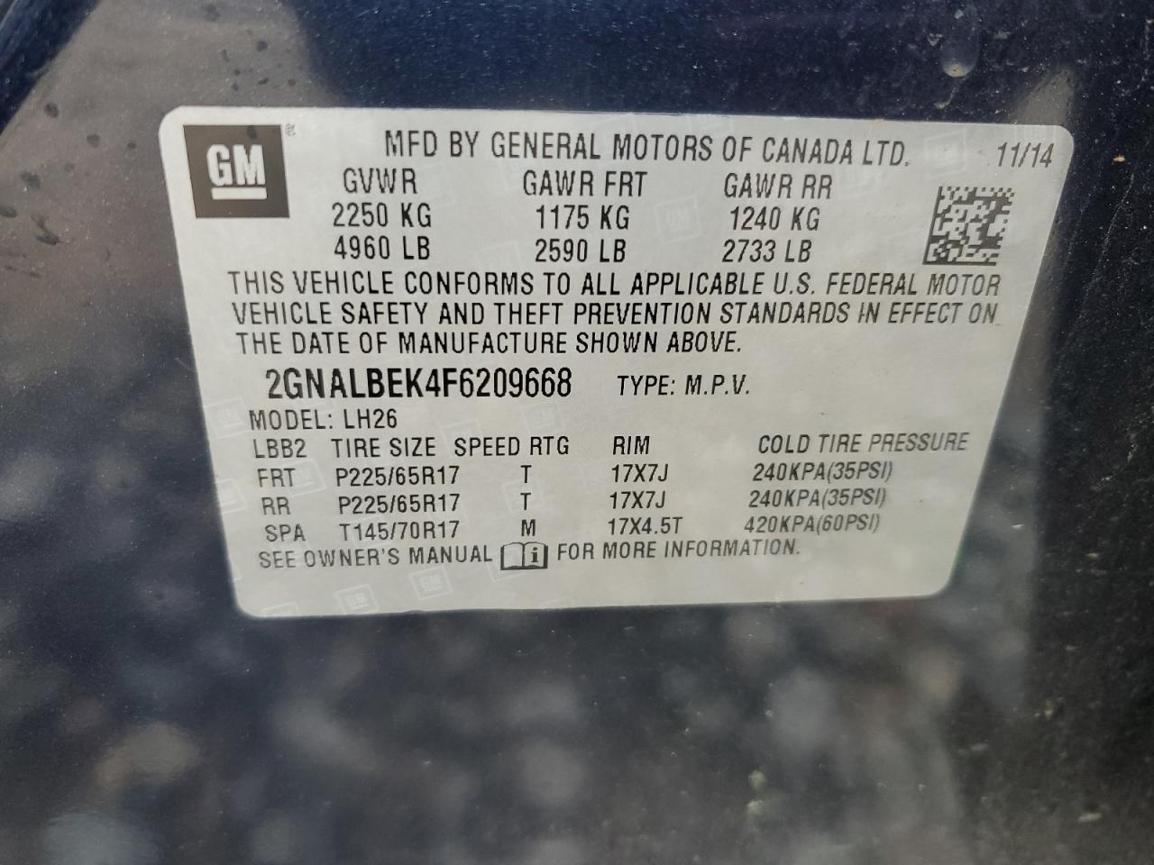 Photo 12 VIN: 2GNALBEK4F6209668 - CHEVROLET EQUINOX 