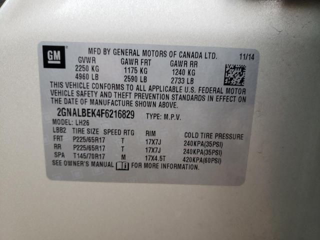 Photo 12 VIN: 2GNALBEK4F6216829 - CHEVROLET EQUINOX 