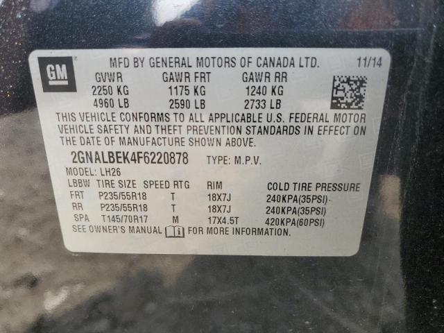 Photo 12 VIN: 2GNALBEK4F6220878 - CHEVROLET EQUINOX LT 