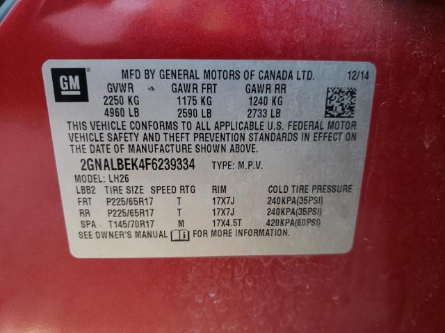 Photo 9 VIN: 2GNALBEK4F6239334 - CHEVROLET EQUINOX LT 