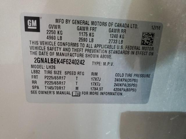 Photo 9 VIN: 2GNALBEK4F6240242 - CHEVROLET EQUINOX LT 