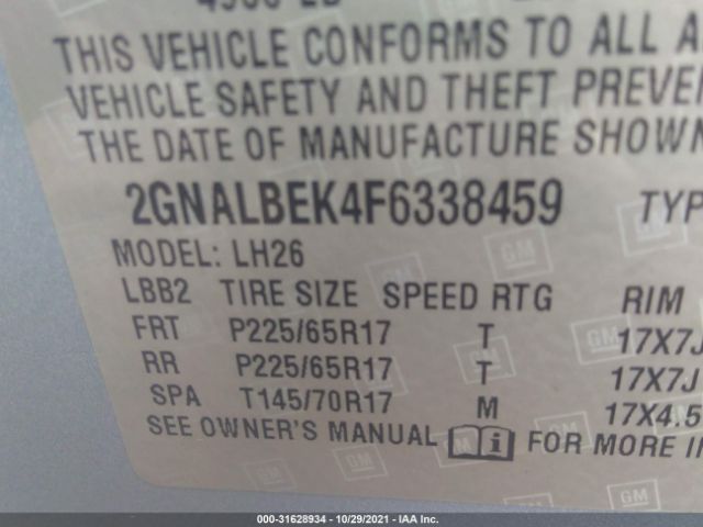 Photo 8 VIN: 2GNALBEK4F6338459 - CHEVROLET EQUINOX 