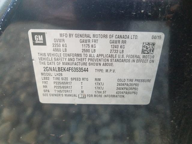 Photo 9 VIN: 2GNALBEK4F6353544 - CHEVROLET EQUINOX LT 