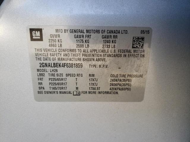 Photo 11 VIN: 2GNALBEK4F6381859 - CHEVROLET EQUINOX LT 