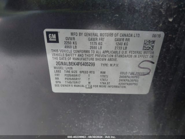 Photo 8 VIN: 2GNALBEK4F6405299 - CHEVROLET EQUINOX 