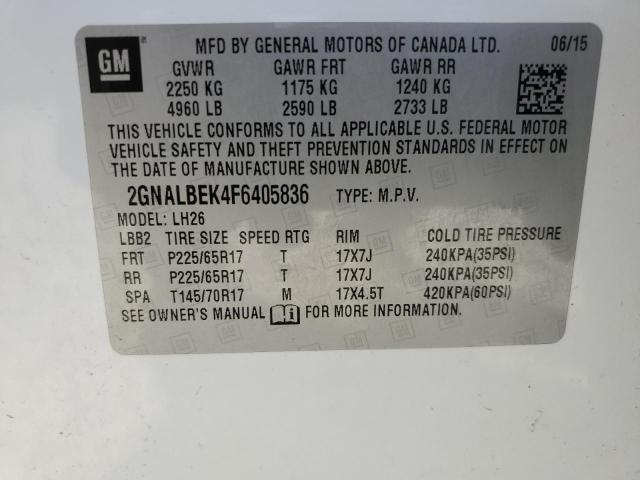 Photo 12 VIN: 2GNALBEK4F6405836 - CHEVROLET EQUINOX LT 