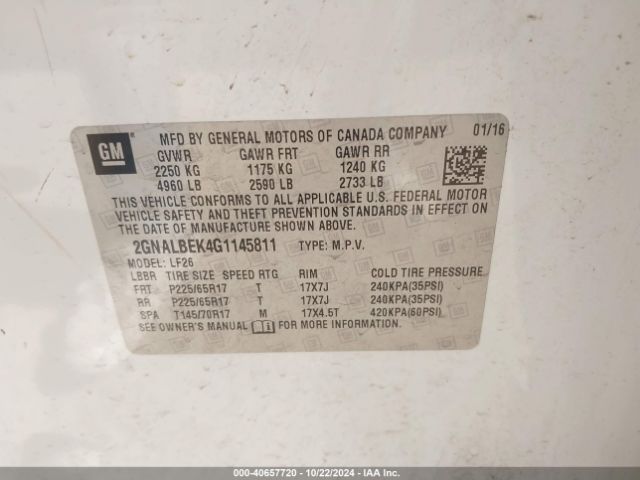 Photo 8 VIN: 2GNALBEK4G1145811 - CHEVROLET EQUINOX 