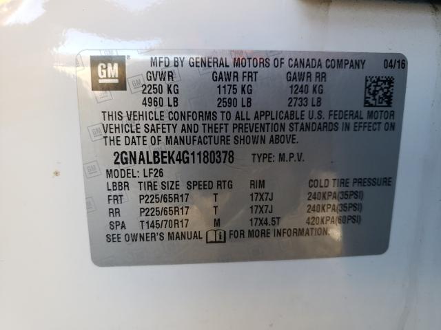 Photo 9 VIN: 2GNALBEK4G1180378 - CHEVROLET EQUINOX LS 