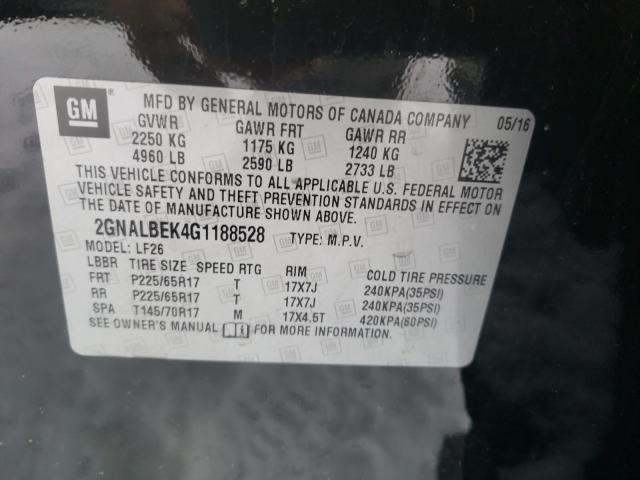 Photo 9 VIN: 2GNALBEK4G1188528 - CHEVROLET EQUINOX 