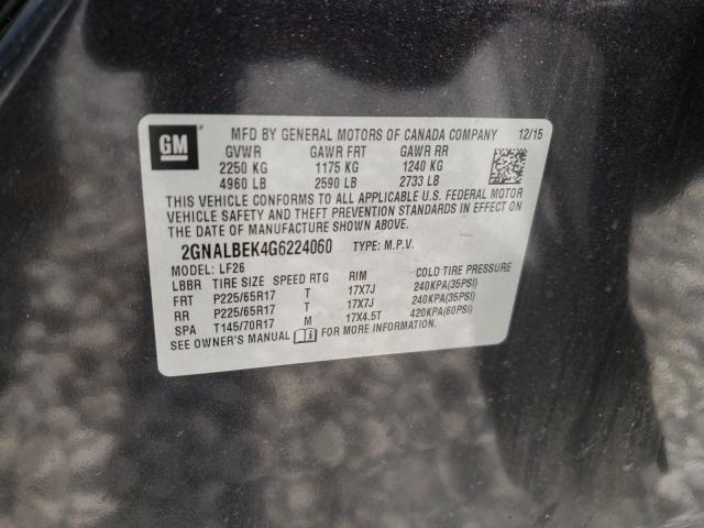 Photo 9 VIN: 2GNALBEK4G6224060 - CHEVROLET EQUINOX LS 