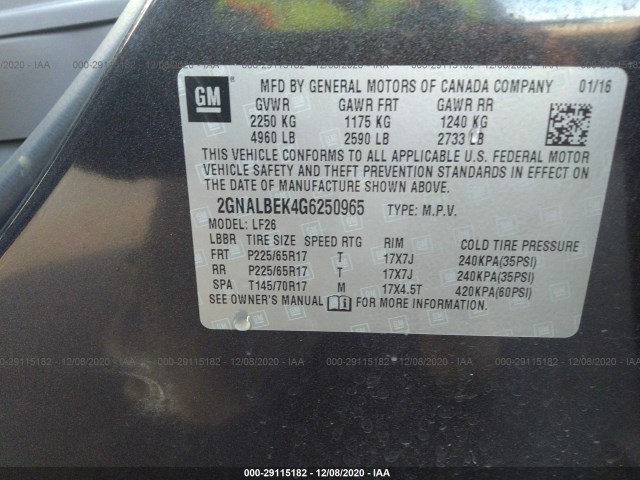 Photo 8 VIN: 2GNALBEK4G6250965 - CHEVROLET EQUINOX 