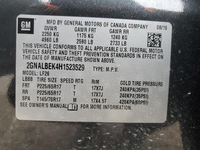 Photo 13 VIN: 2GNALBEK4H1523529 - CHEVROLET EQUINOX LS 