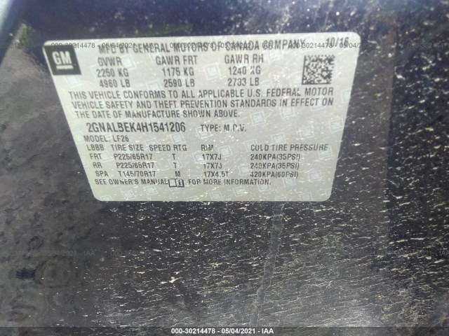 Photo 8 VIN: 2GNALBEK4H1541206 - CHEVROLET EQUINOX 