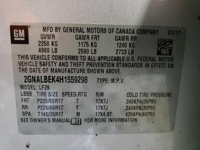 Photo 12 VIN: 2GNALBEK4H1559298 - CHEVROLET EQUINOX LS 