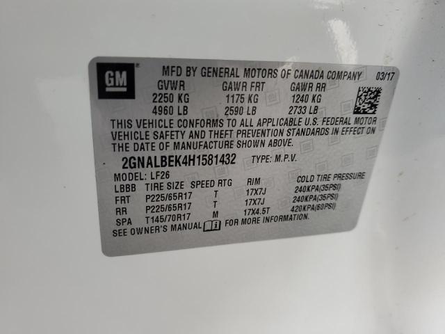 Photo 12 VIN: 2GNALBEK4H1581432 - CHEVROLET EQUINOX LS 