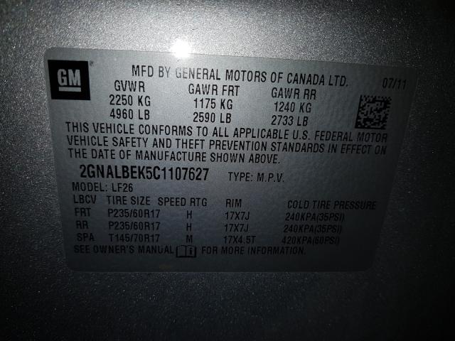 Photo 9 VIN: 2GNALBEK5C1107627 - CHEVROLET EQUINOX LS 