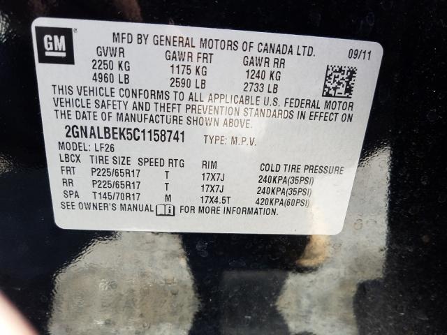 Photo 9 VIN: 2GNALBEK5C1158741 - CHEVROLET EQUINOX LS 