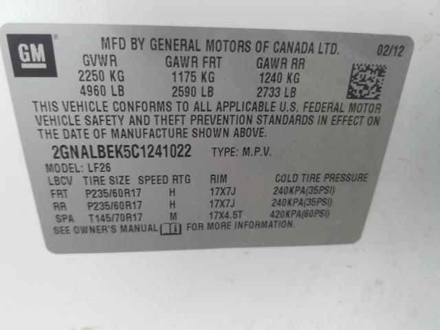 Photo 9 VIN: 2GNALBEK5C1241022 - CHEVROLET EQUINOX LS 