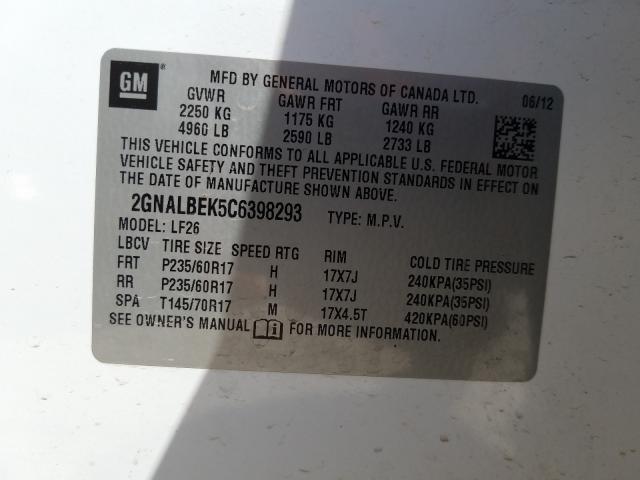 Photo 9 VIN: 2GNALBEK5C6398293 - CHEVROLET EQUINOX LS 