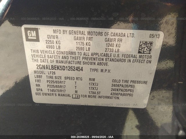 Photo 8 VIN: 2GNALBEK5D1262454 - CHEVROLET EQUINOX 