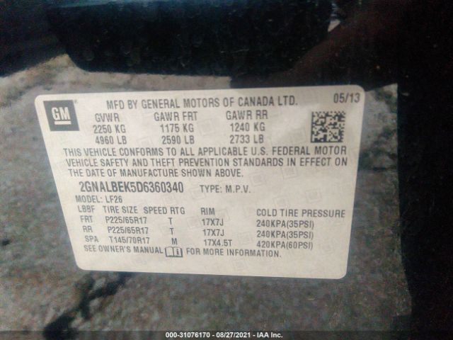 Photo 8 VIN: 2GNALBEK5D6360340 - CHEVROLET EQUINOX 