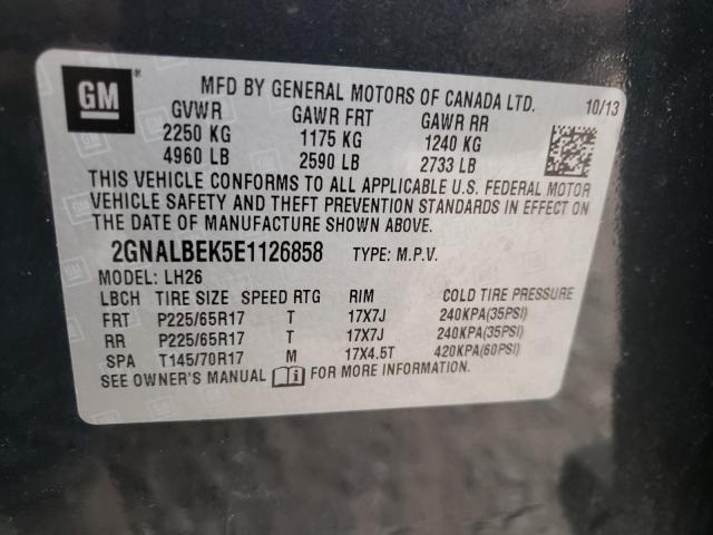 Photo 9 VIN: 2GNALBEK5E1126858 - CHEVROLET EQUINOX LT 