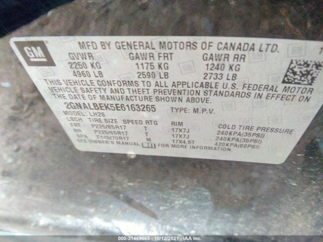 Photo 8 VIN: 2GNALBEK5E6163265 - CHEVROLET EQUINOX 