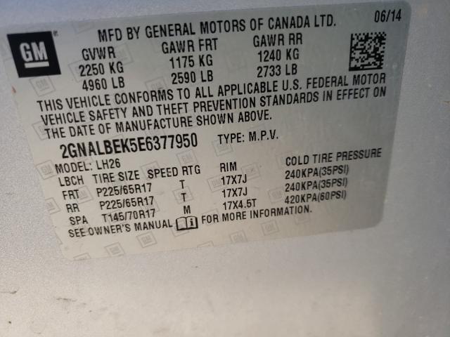 Photo 9 VIN: 2GNALBEK5E6377950 - CHEVROLET EQUINOX LT 