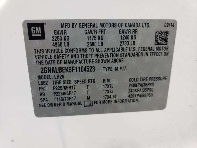 Photo 13 VIN: 2GNALBEK5F1104523 - CHEVROLET EQUINOX LT 