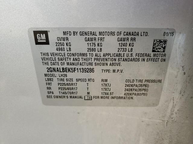 Photo 12 VIN: 2GNALBEK5F1139286 - CHEVROLET EQUINOX LT 