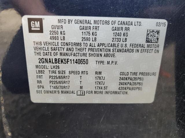 Photo 12 VIN: 2GNALBEK5F1140650 - CHEVROLET EQUINOX LT 