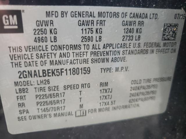 Photo 9 VIN: 2GNALBEK5F1180159 - CHEVROLET EQUINOX LT 