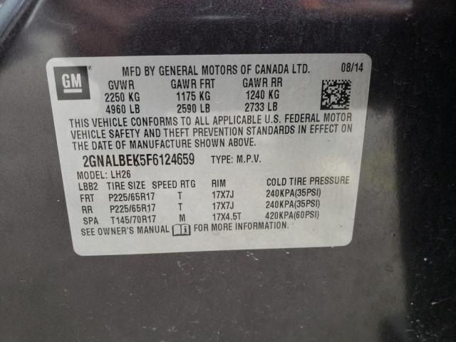 Photo 9 VIN: 2GNALBEK5F6124659 - CHEVROLET EQUINOX LT 