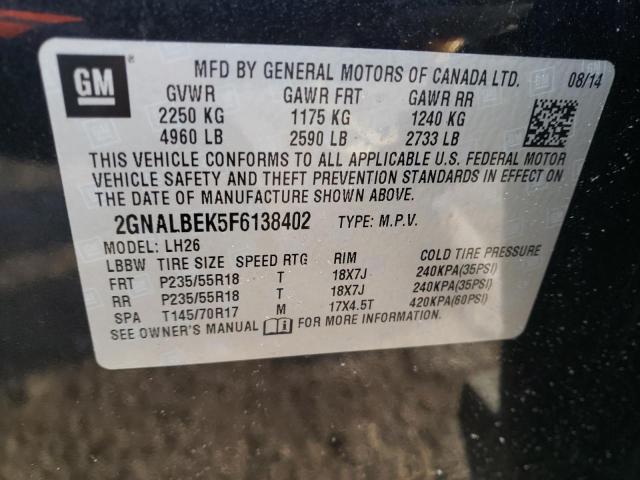 Photo 9 VIN: 2GNALBEK5F6138402 - CHEVROLET EQUINOX LT 