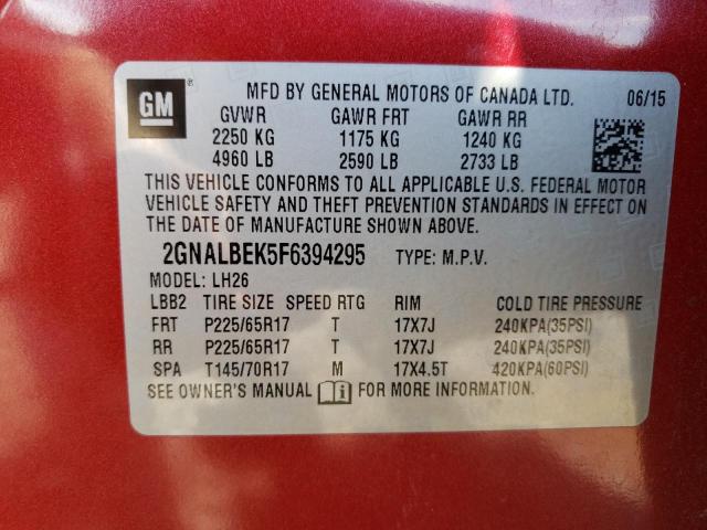 Photo 12 VIN: 2GNALBEK5F6394295 - CHEVROLET EQUINOX 