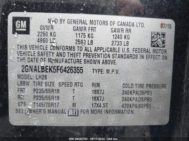 Photo 8 VIN: 2GNALBEK5F6426355 - CHEVROLET EQUINOX 