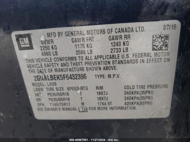 Photo 8 VIN: 2GNALBEK5F6432396 - CHEVROLET EQUINOX 