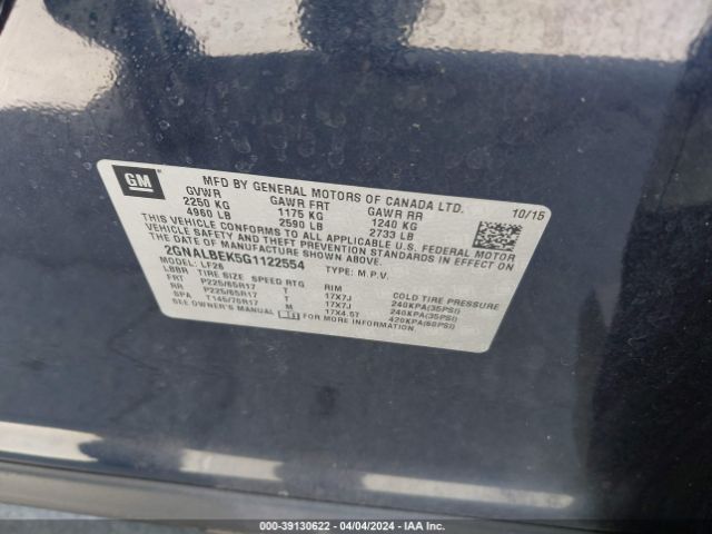 Photo 8 VIN: 2GNALBEK5G1122554 - CHEVROLET EQUINOX 