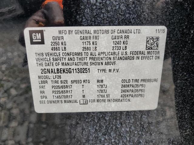 Photo 11 VIN: 2GNALBEK5G1130251 - CHEVROLET EQUINOX LS 