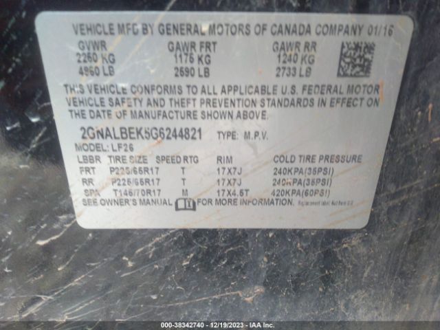 Photo 8 VIN: 2GNALBEK5G6244821 - CHEVROLET EQUINOX 