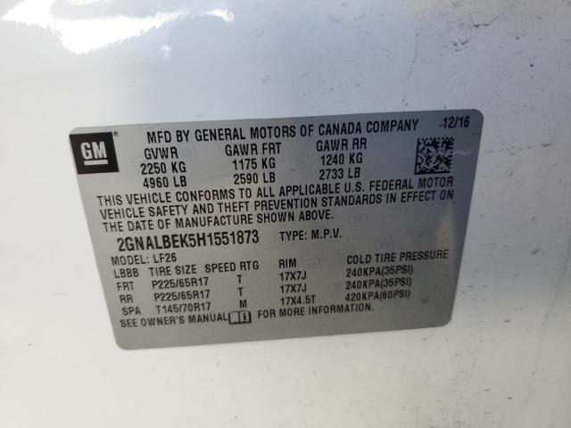 Photo 9 VIN: 2GNALBEK5H1551873 - CHEVROLET EQUINOX LS 