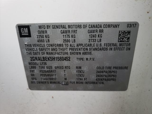 Photo 9 VIN: 2GNALBEK5H1580452 - CHEVROLET EQUINOX LS 