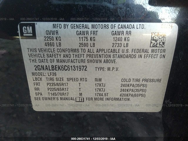 Photo 8 VIN: 2GNALBEK6C6131972 - CHEVROLET EQUINOX 