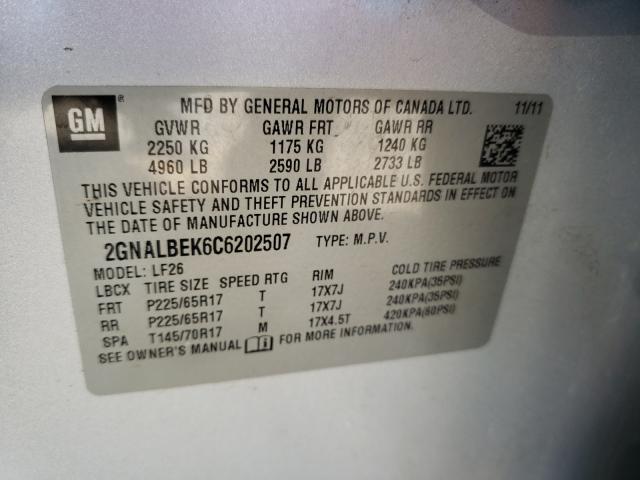 Photo 9 VIN: 2GNALBEK6C6202507 - CHEVROLET EQUINOX LS 