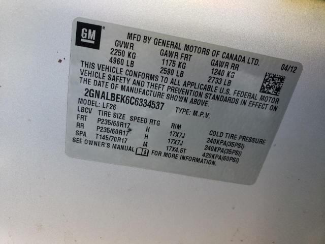 Photo 12 VIN: 2GNALBEK6C6334537 - CHEVROLET EQUINOX LS 