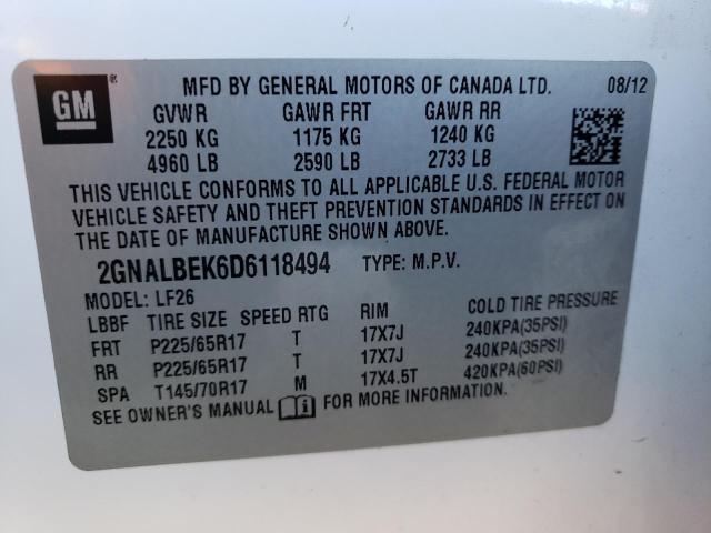 Photo 9 VIN: 2GNALBEK6D6118494 - CHEVROLET EQUINOX LS 