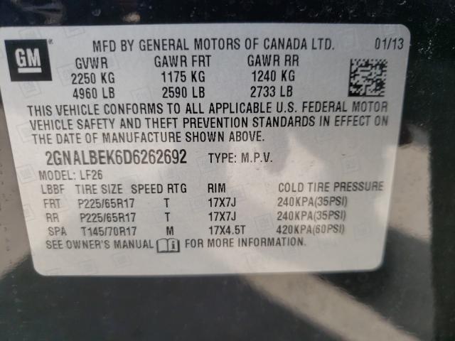 Photo 9 VIN: 2GNALBEK6D6262692 - CHEVROLET EQUINOX LS 